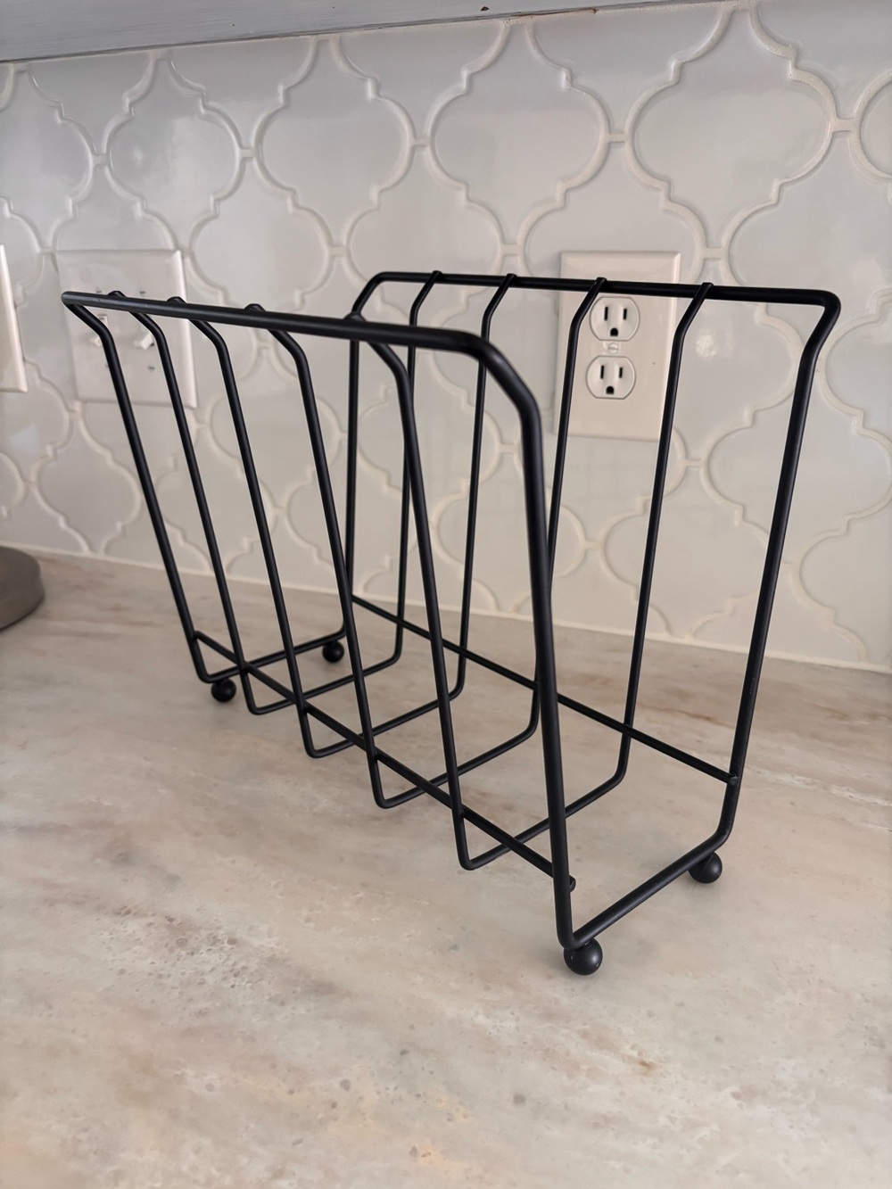 Vintage Wire Magazine Rack Holder MCM Black Metal Storage Records